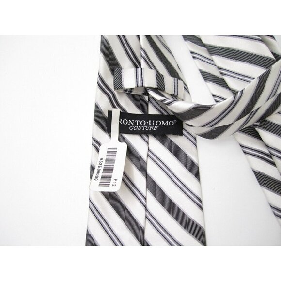 New W/ Tag Pronto Uomo Couture Stripes 100% Silk Neck Time (T20) - Picture 7 of 7